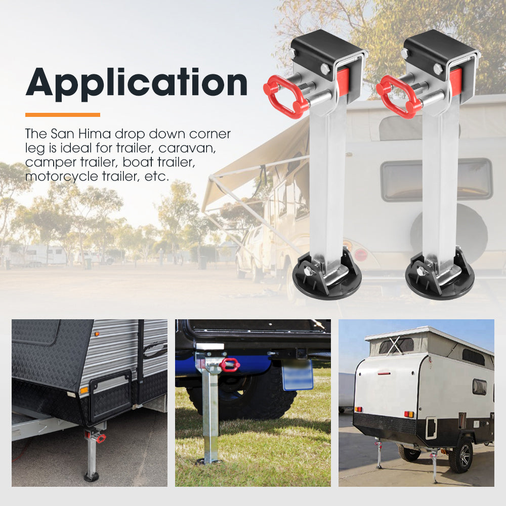 2X 740MM Corner Legs Drop Down W/Handle Steel Base 1500LBS