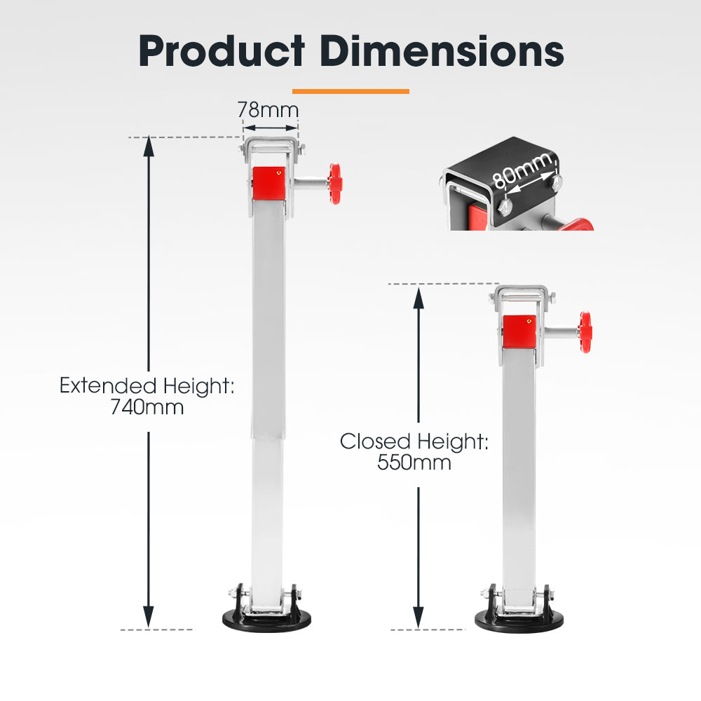 2X 740MM Corner Legs Drop Down W/Handle Steel Base 1500LBS
