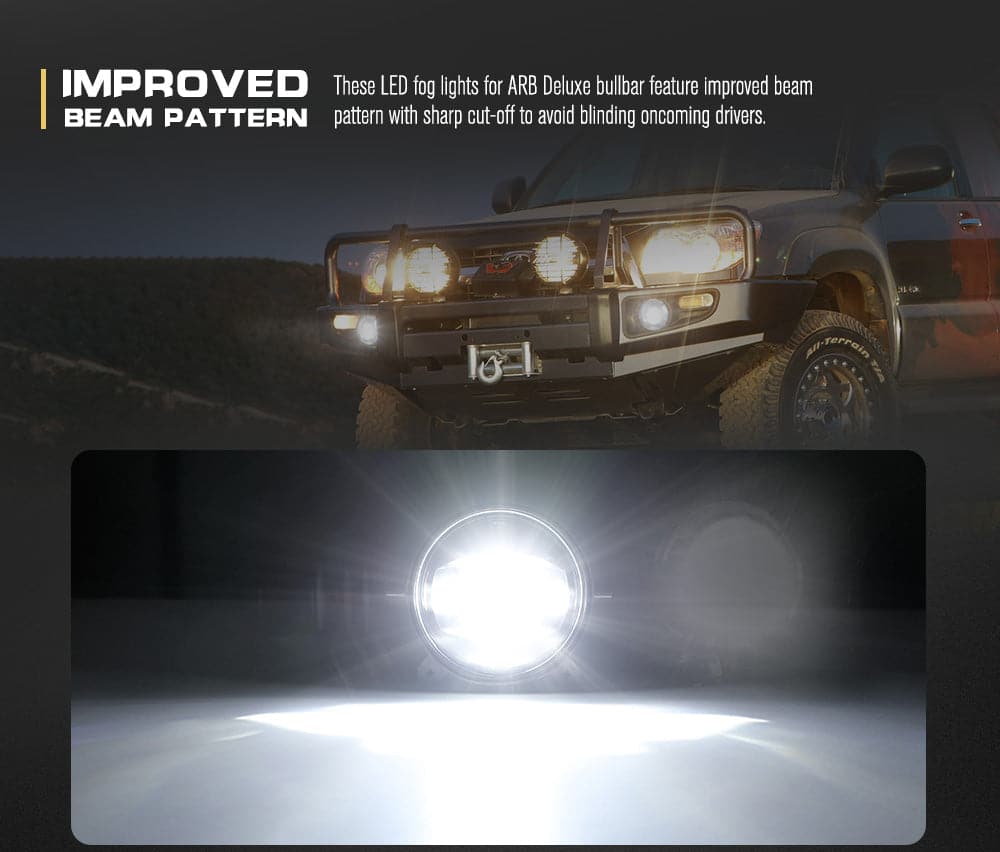 Pair Led Fog Lights 1,600 Lumens Fits ARB Deluxe Bullbar