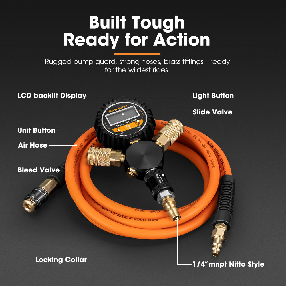 San Hima 2-Way Digital Tyre Inflator Car Air Compressor 250 PSI Tire Gauge Hose