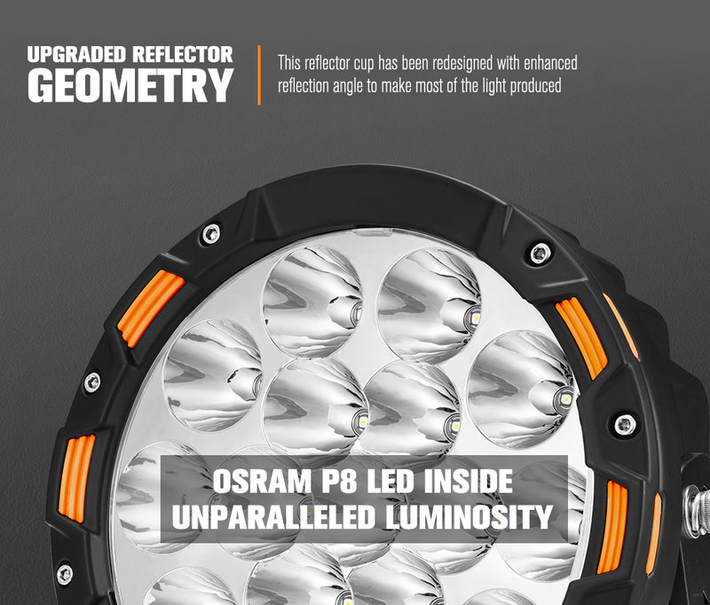 LIGHTFOX 7inch OSRAM LED Driving Spot Lights 1Lux@1,032m(Pair) 13,226Lumens