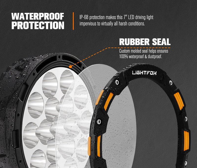 LIGHTFOX 7inch OSRAM LED Driving Spot Lights 1Lux@1,032m(Pair) 13,226Lumens