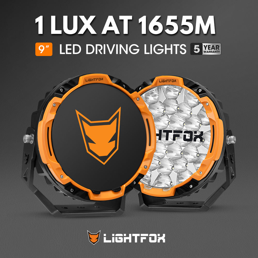 LIGHTFOX 9 inch Osram LED Driving Lights Round Black Spotlight DRL Offroad Truck 4x4