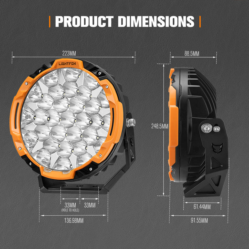 Lightfox Starrix 9inch Osram LED Driving Light 1Lux@1,655M IP68 22,912 lumen