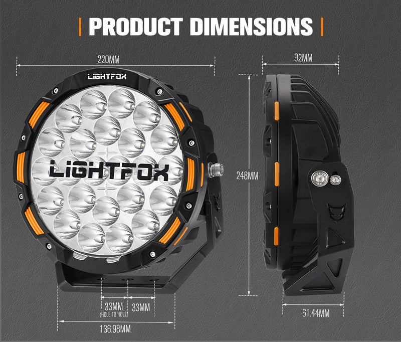 Iconic Series Pair 9inch Osram LED Driving Light 1Lux @1,442m 18,672Lumens