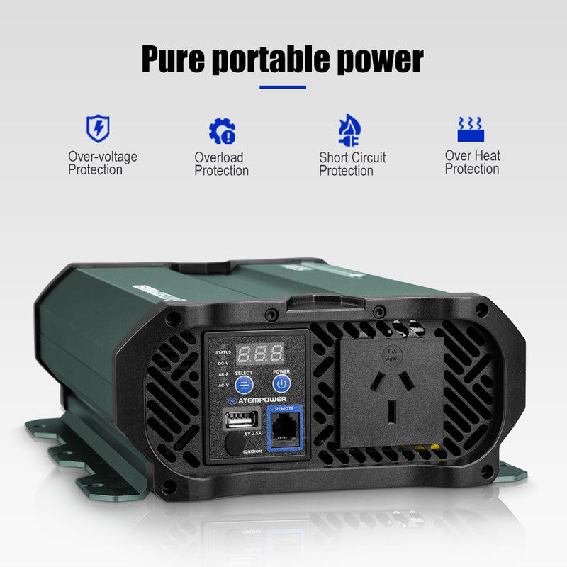 Atem Power Pure Sine Wave Inverter 1000W/1500W/2000W/2500W Remote 12V
