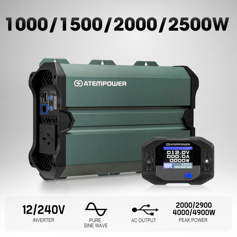 Atem Power Pure Sine Wave Inverter 1000W/1500W/2000W/2500W Remote 12V