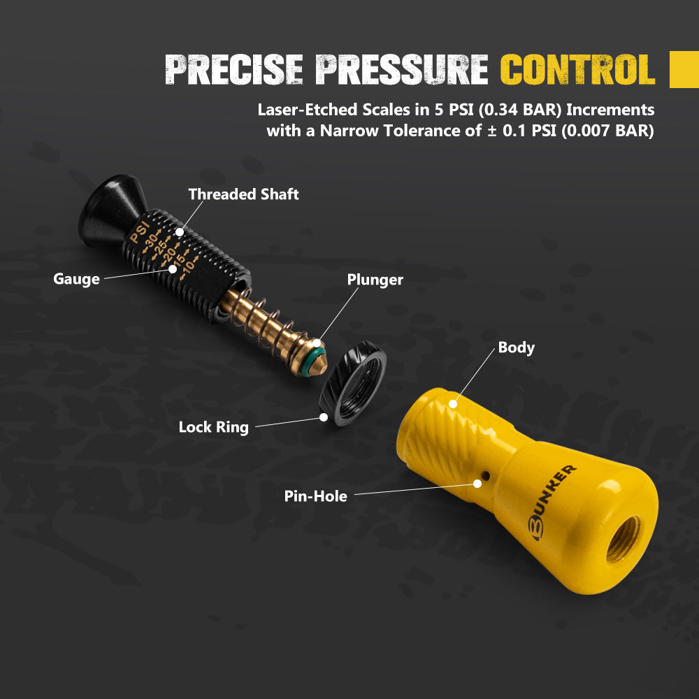 Bunker Indust Tyre Deflators x4 Air Deflator With LED 10~30 PSI Valve Core Tool