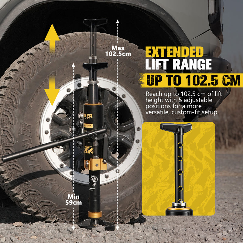 Bunker Indust 8.8Ton Hydraulic Lift Recovery Jack Removable Base Off Road Repair