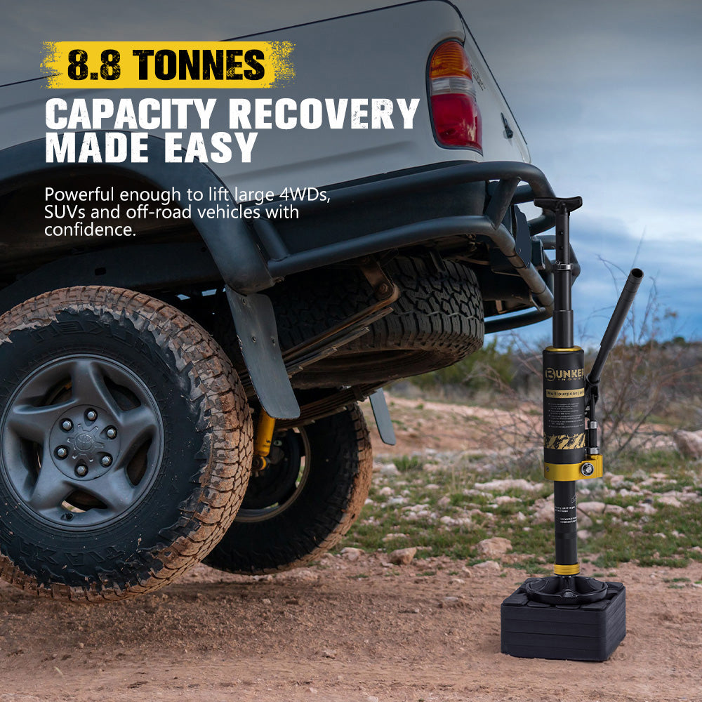 Bunker Indust 8.8Ton Hydraulic Lift Recovery Jack Removable Base Off Road Repair