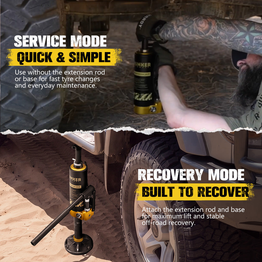 Bunker Indust 8.8Ton Hydraulic Lift Recovery Jack Removable Base Off Road Repair