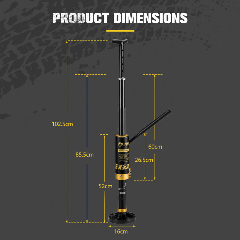 Bunker Indust 8.8Ton Hydraulic Lift Recovery Jack Removable Base Off Road Repair