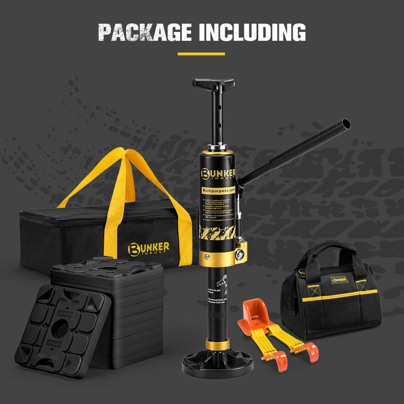 Bunker Indust 8.8-Tonne Hydraulic Lift Recovery Jack + 10X RV Levelling Blocks