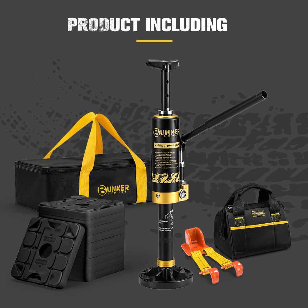 Bunker Indust 8.8-Tonne Hydraulic Lift Recovery Jack + 10X RV Levelling Blocks