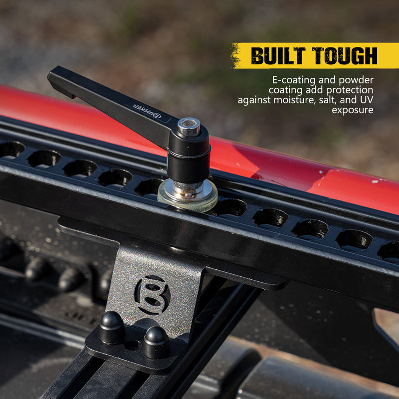 Bunker Indust High Lift Farm Jack Mount Brackets M8/M6 Slots For Roof Rack