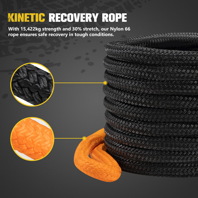 Bunker Indust Recovery Kit 4x4 Kinetic Rope Soft Shackles Winch Dampener Offroad