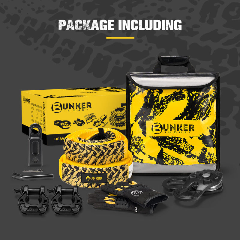 Bunker Indust Recovery Kit 4x4 Tow Rope Snatch Block D-Ring Shackle Winch Damper