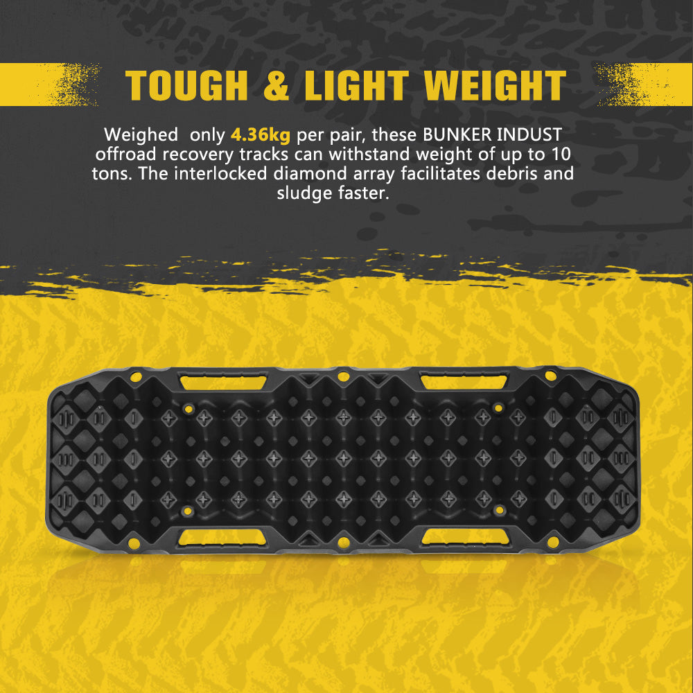 Bunker Indust 2PCS Recovery Tracks Board Black 10T + Flat Mounting Bracket Kit