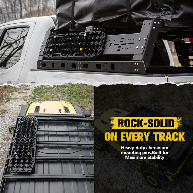 Bunker Indust 2PCS Recovery Tracks Board Black 10T + Flat Mounting Bracket Kit