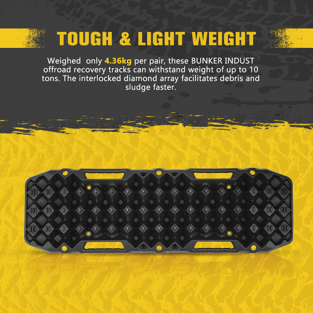 Bunker Indust 2PCS Recovery Tracks Board Black 10T + Side Mounting Bracket Kit