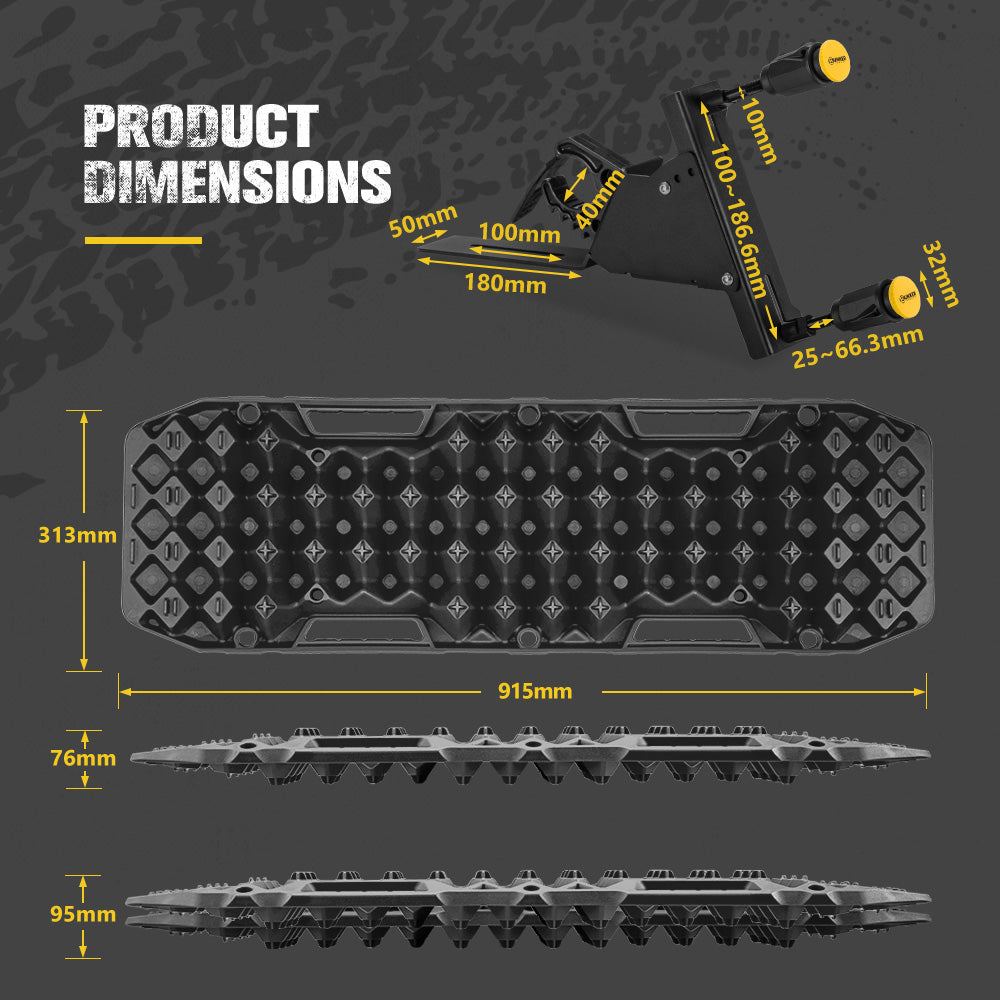 Bunker Indust 2PCS Recovery Tracks Board Black 10T + Side Mounting Bracket Kit