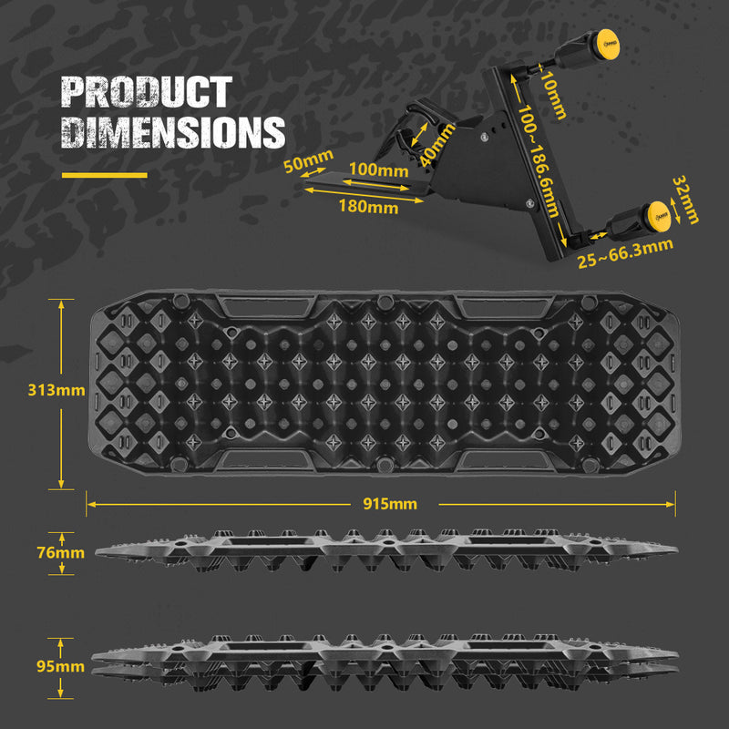 Bunker Indust 2PCS Recovery Tracks Board Black 10T + Side Mounting Bracket Kit