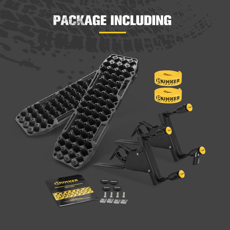 Bunker Indust 2PCS Recovery Tracks Board Black 10T + Side Mounting Bracket Kit