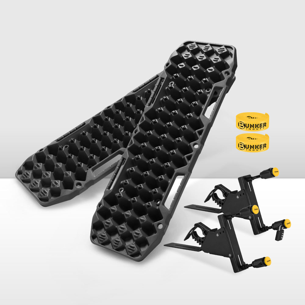 Bunker Indust 2PCS Recovery Tracks Board Black 10T + Side Mounting Bracket Kit