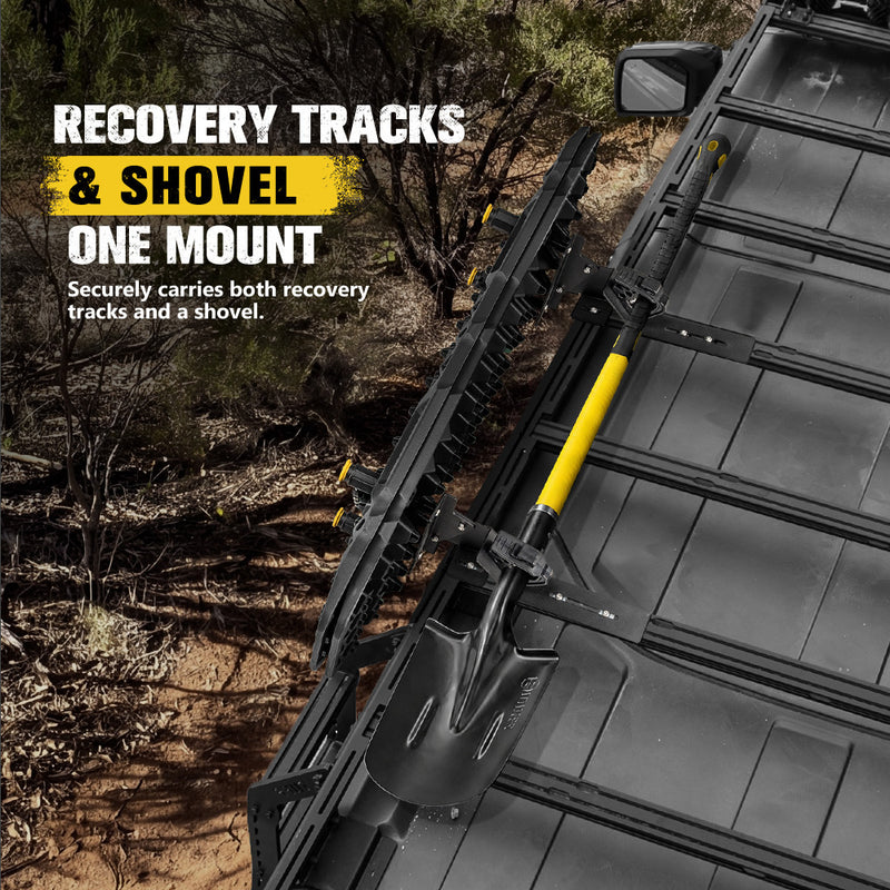 Bunker Indust Recovery Tracks Board Black + Square Shovel + Side Mounting Kit