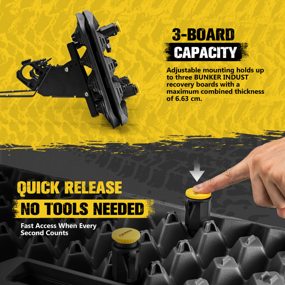 Bunker Indust Recovery Tracks Board Black + Square Shovel + Side Mounting Kit