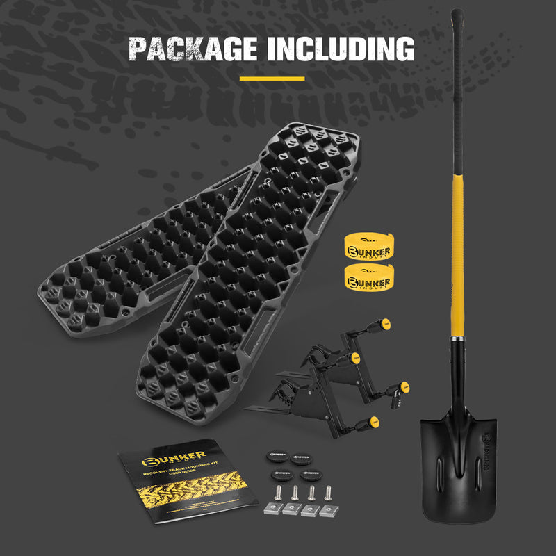 Bunker Indust Recovery Tracks Board Black + Square Shovel + Side Mounting Kit