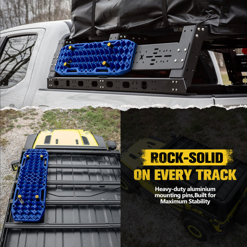 Bunker Indust 2PCS Recovery Tracks Board Blue 10T + Flat Mounting Bracket Kit