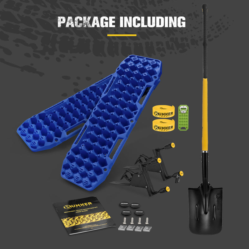 Bunker Indust Recovery Tracks Board Blue + Square Shovel + Side Mounting Kit