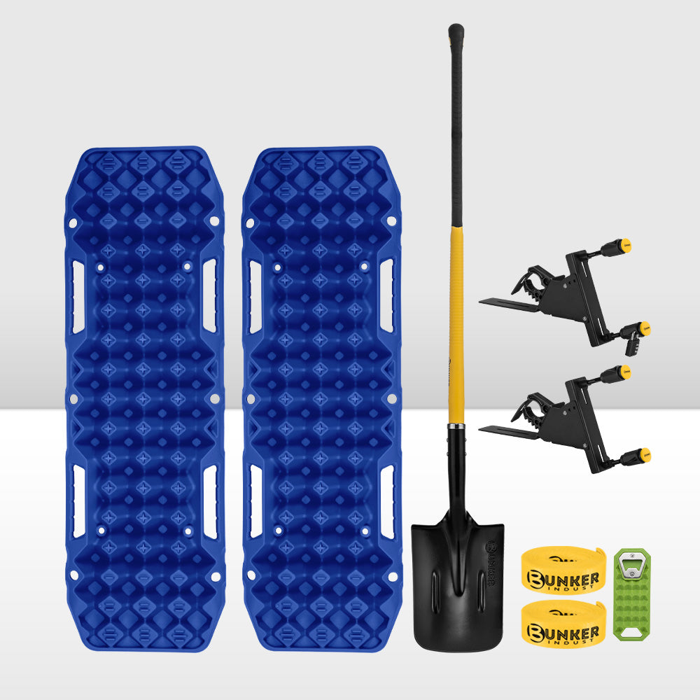 Bunker Indust Recovery Tracks Board Blue + Square Shovel + Side Mounting Kit