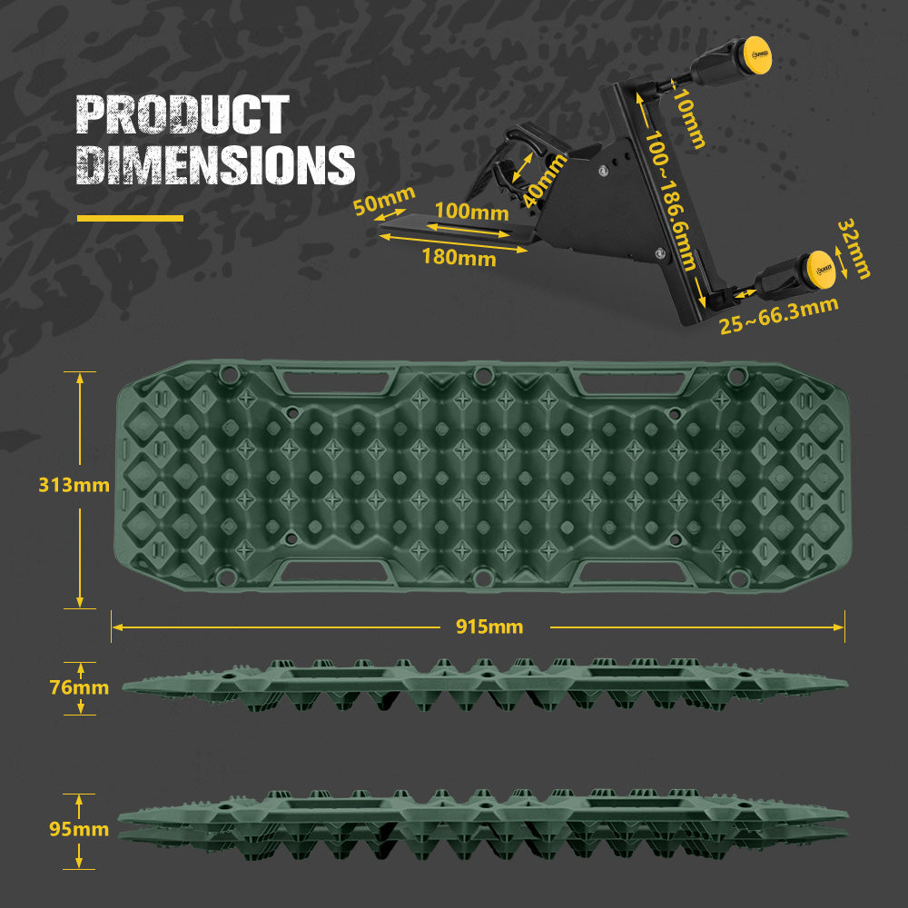 Bunker Indust 2PCS Recovery Tracks Board Green 10T + Side Mounting Bracket Kit