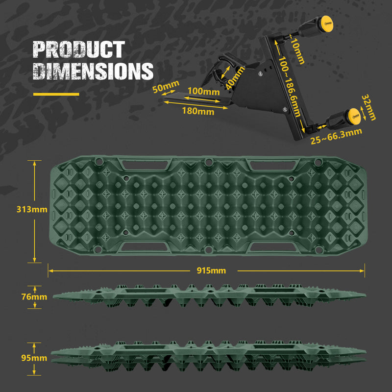 Bunker Indust 2PCS Recovery Tracks Board Green 10T + Side Mounting Bracket Kit