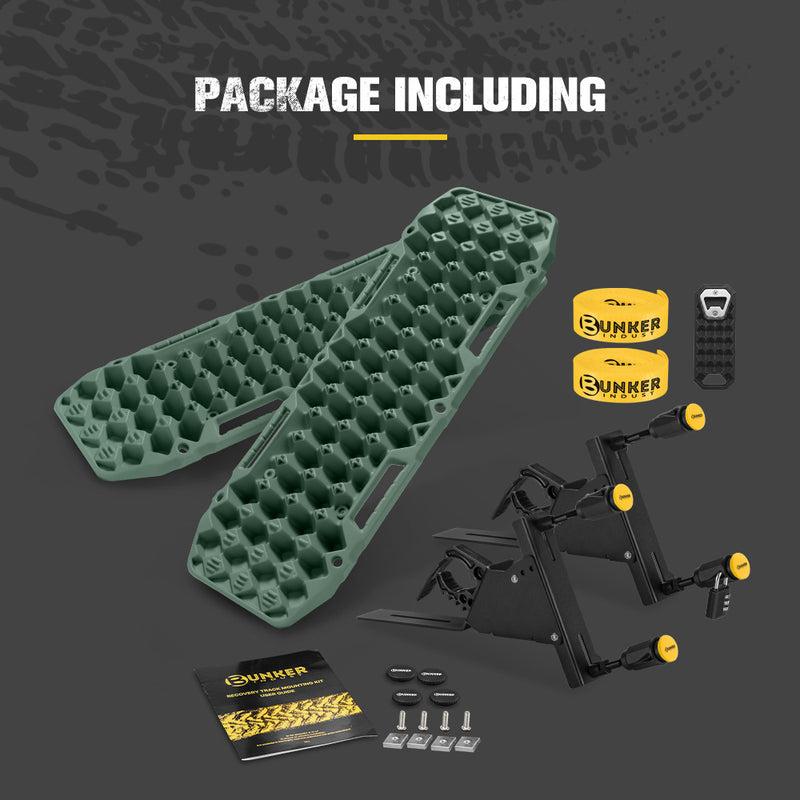 Bunker Indust 2PCS Recovery Tracks Board Green 10T + Side Mounting Bracket Kit