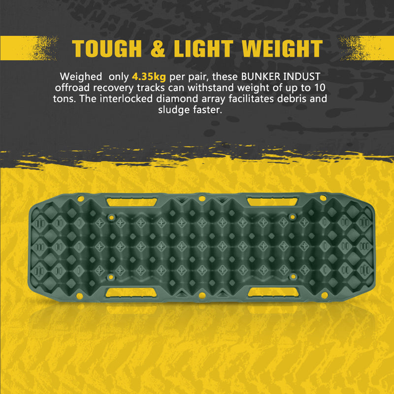 Bunker Indust Recovery Tracks Board Green + Square Shovel + Side Mounting Kit