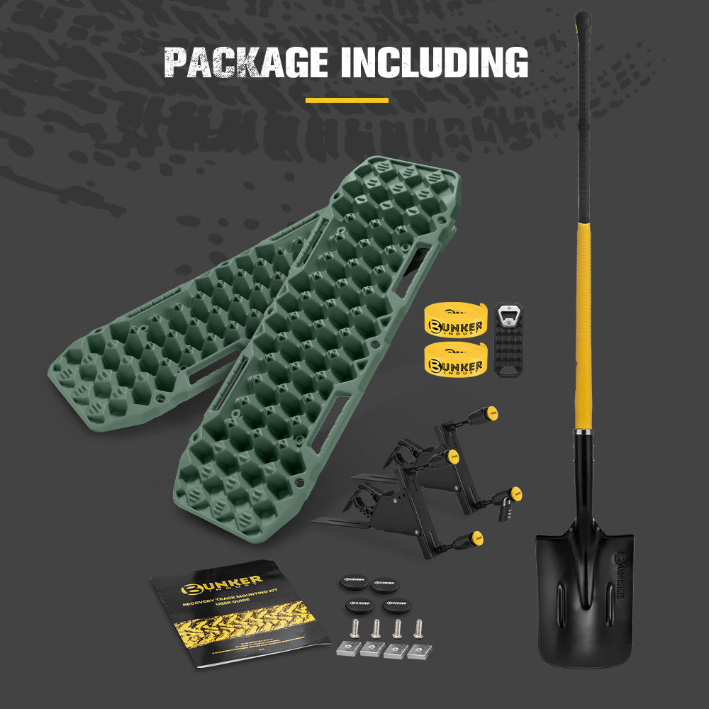 Bunker Indust Recovery Tracks Board Green + Square Shovel + Side Mounting Kit