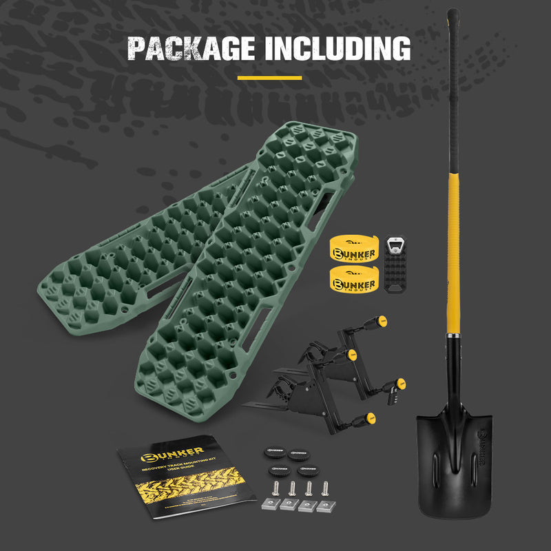 Bunker Indust Recovery Tracks Board Green + Square Shovel + Side Mounting Kit