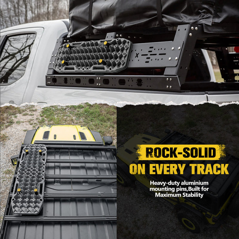 Bunker Indust 2PCS Recovery Tracks Board Grey 10T + Flat Mounting Bracket Kit