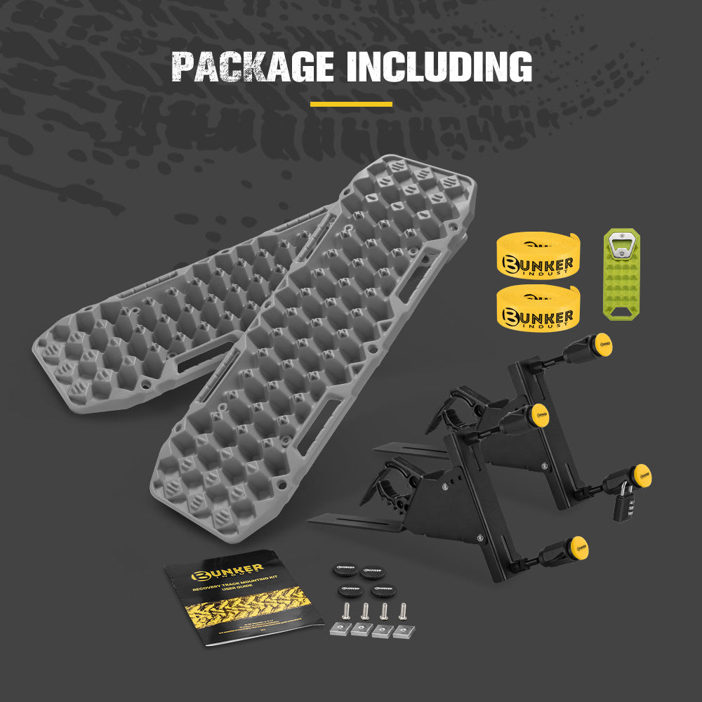 Bunker Indust 2PCS Recovery Tracks Board Grey 10T + Side Mounting Bracket Kit