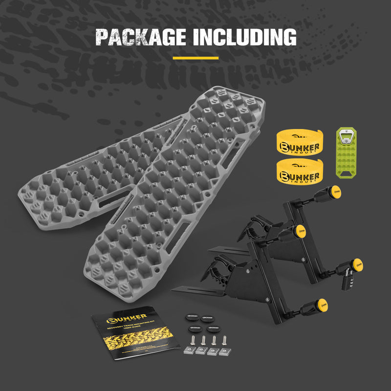 Bunker Indust 2PCS Recovery Tracks Board Grey 10T + Side Mounting Bracket Kit