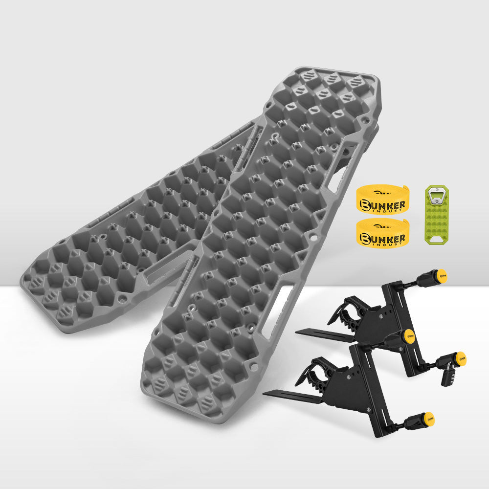 Bunker Indust 2PCS Recovery Tracks Board Grey 10T + Side Mounting Bracket Kit