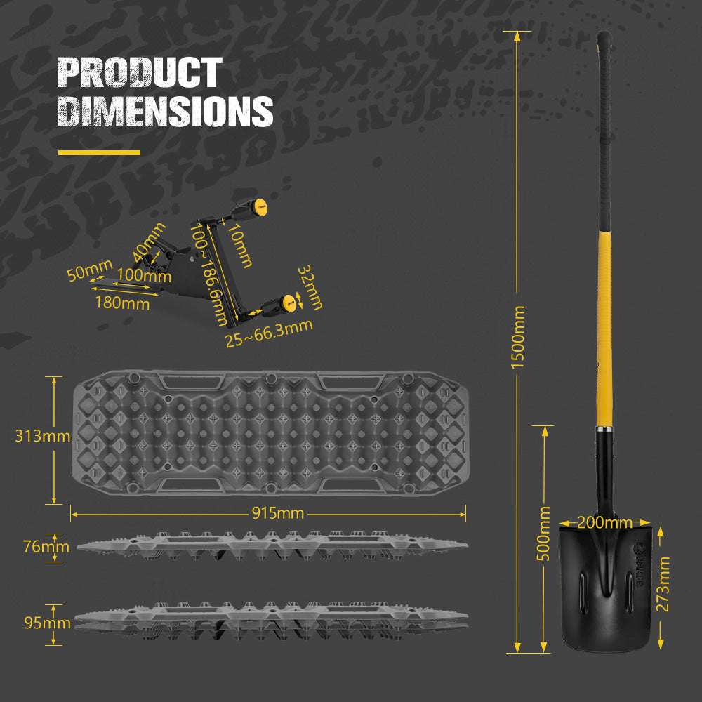 Bunker Indust Recovery Tracks Board Grey + Square Shovel + Side Mounting Kit