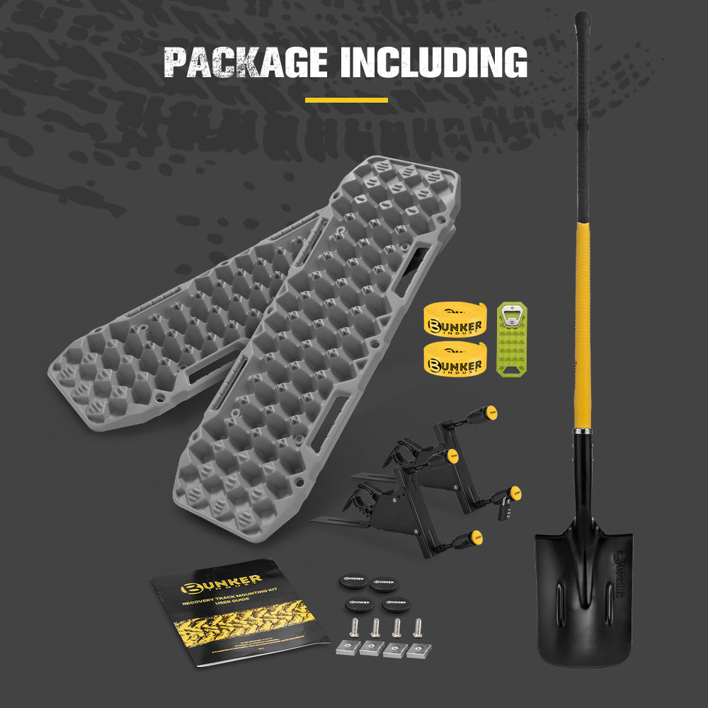 Bunker Indust Recovery Tracks Board Grey + Square Shovel + Side Mounting Kit