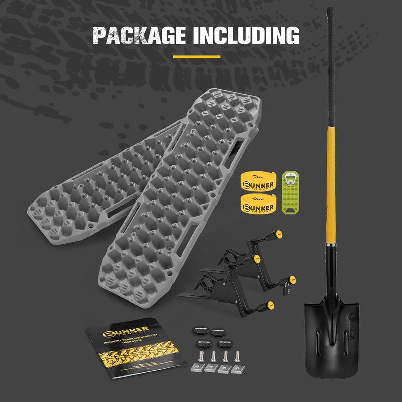Bunker Indust Recovery Tracks Board Grey + Square Shovel + Side Mounting Kit