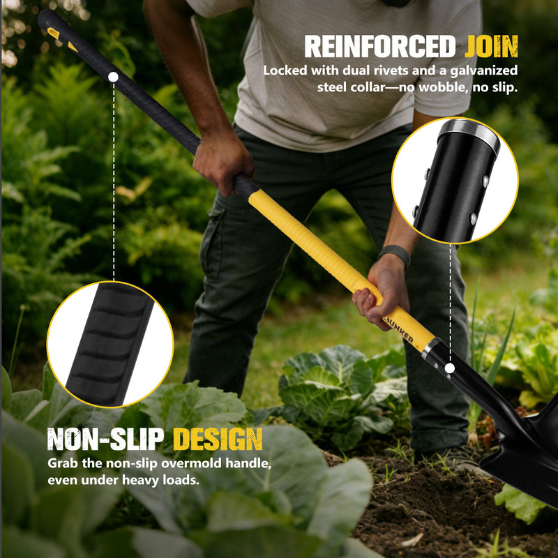 Bunker Indust 150CM Square Shovel Heavy Duty Fit Garden Digging Offroad Recovery