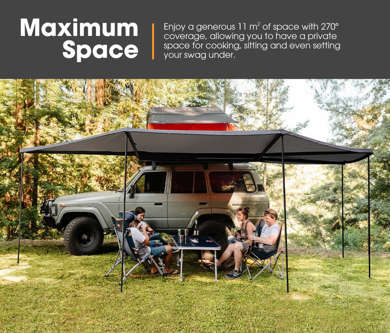 San Hima 270 Degree Free-Standing Awning 600D Double-Ripstop + "L" Bracket