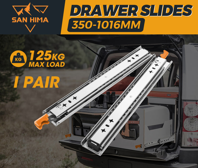San Hima 2x 125kg Locking Drawer Slides / Runners 356mm to 1016mm